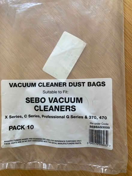 Photo of free SEBO vacuum cleaner bags (Upper Pickwick SN13) #2