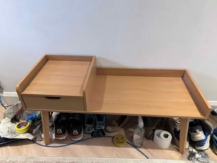 Photo of free Veneer wood bench with grey cushion (Horsham RH13) #3