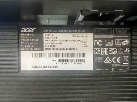 Photo of free AWAITING COLLECTION Acer K242HL 24-inch full HD monitor (Nottingham NG1) #3