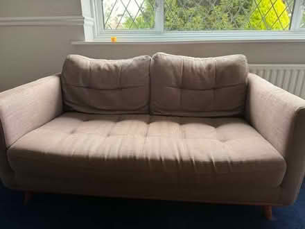 Photo of free Two seater mid century grey couch - with fire label (Fetcham KT22) #1