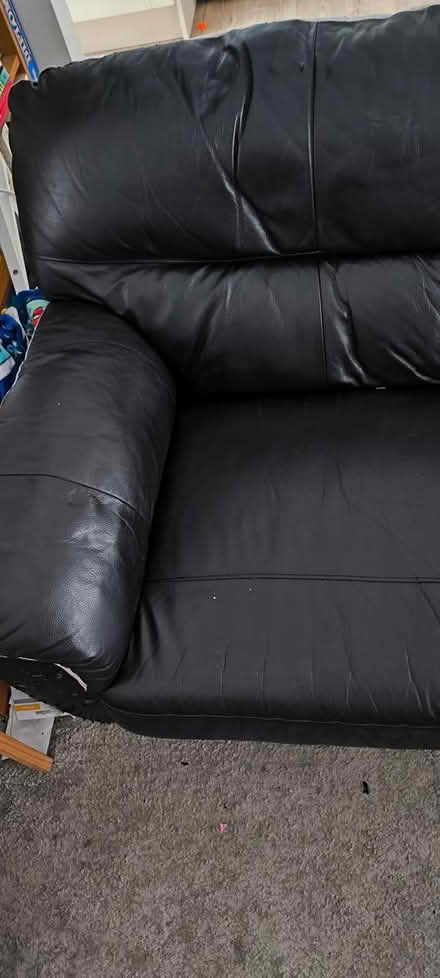 Photo of free 2 seater couch black mostly leather (Newcastle, Co. Wicklow) #4