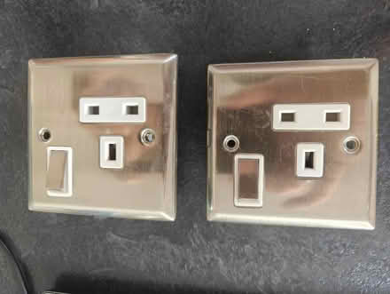 Photo of free 2x brushed steel Chrome single plug sockets (Hill Head PO14) #1
