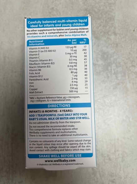 Photo of free Wellbaby multivitamin liquid (Tooting SW17) #3
