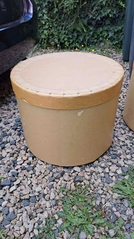 Photo of free Big round cardboard box 36cm tall x 46 diameter (Sherrard's Green WR14) #1