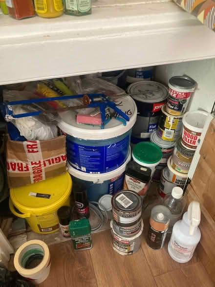 Photo of free Assorted paint - large and small, white and pale oyster pink (Ludham NR29) #1