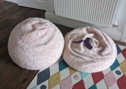 Photo of free Two pink furry beanbags (Guilden Morden SG8) #1