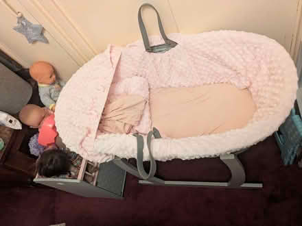 Photo of free Grey Moses Basket Pink/Blue covers (B33 Gossey Lane) #1