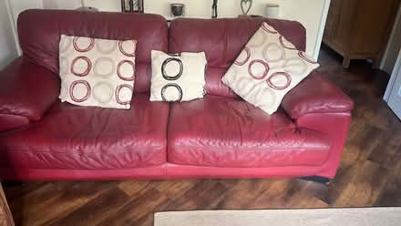 Photo of free Red leather sofas (Little Hoddington RG25) #2