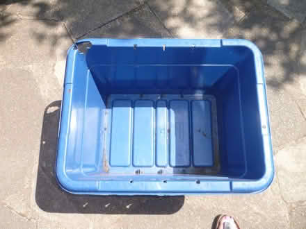 Photo of free blue recycling bin with hole in corner (The Nurserylands TW12) #2