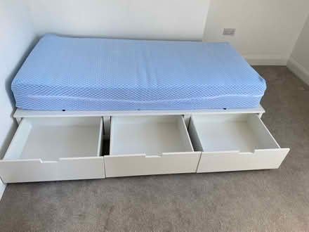 Photo of free Single bed (with 3 drawers), mattress and mattress protector (West Looe PL13) #1