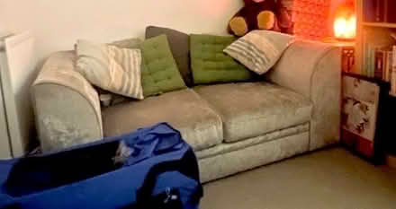 Photo of free Grey crushed velvet two seater sofa (Cradle End CM23) #3