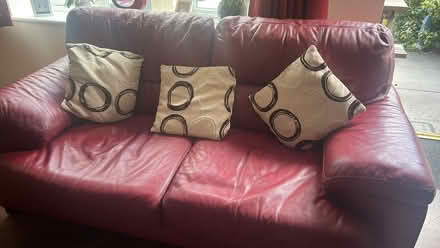 Photo of free Red leather sofas (Little Hoddington RG25) #1