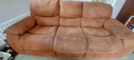 Photo of free Brown faux leather sofa (Seaford BN25) #1