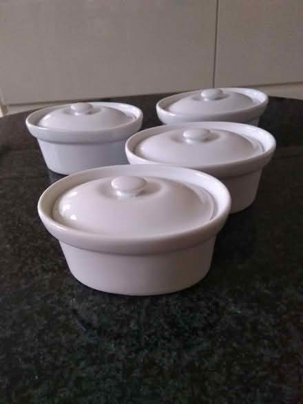 Photo of free White small porcelain ramekins with lids (Millhouses S7) #1