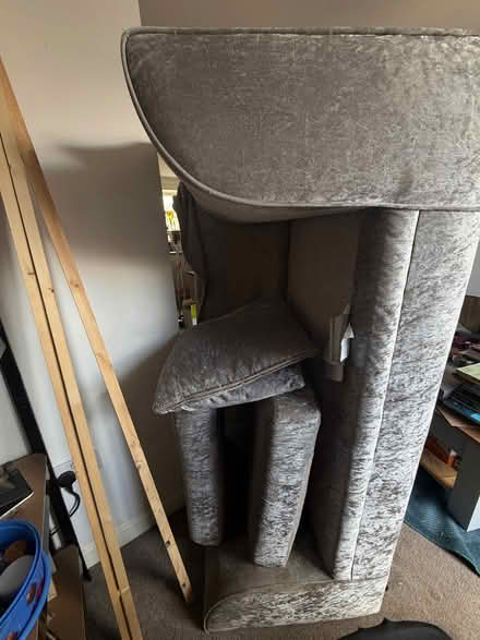 Photo of free Grey crushed velvet two seater sofa (Cradle End CM23) #1