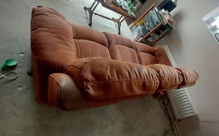 Photo of free Brown faux leather sofa (Seaford BN25) #3