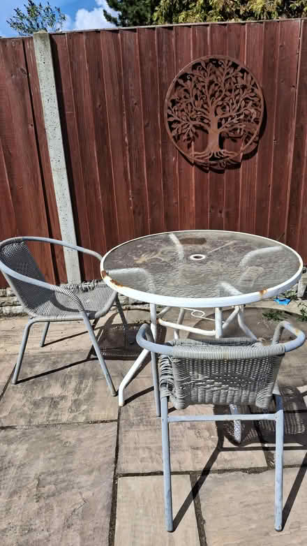 Photo of free Patio table and two chairs (Ellesmere port, Chester) #1