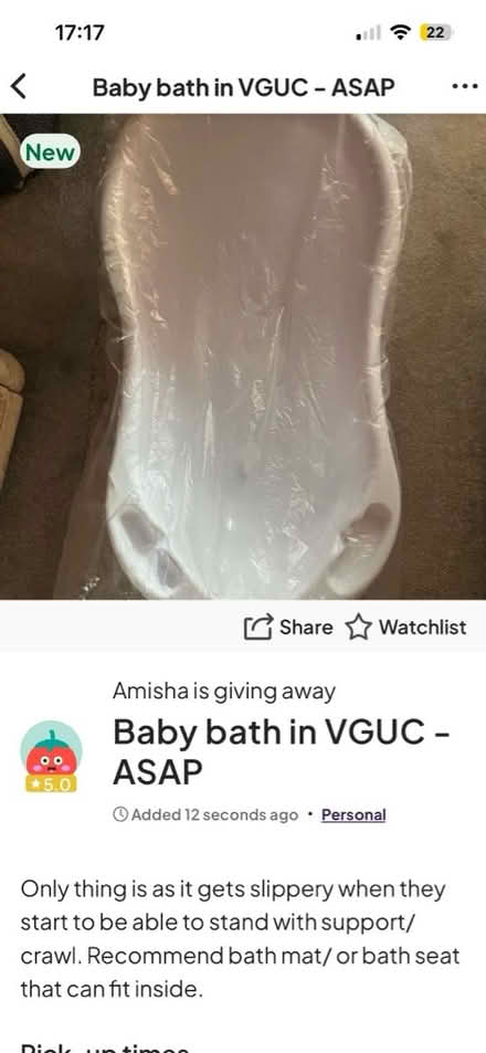 Photo of free Baby bath (HA3 Harrow weald) #1