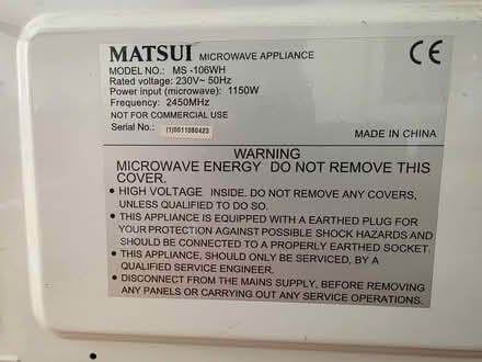 Photo of free Dodgy Microwave S103EQ (S10 Endcliffe Vale) #3