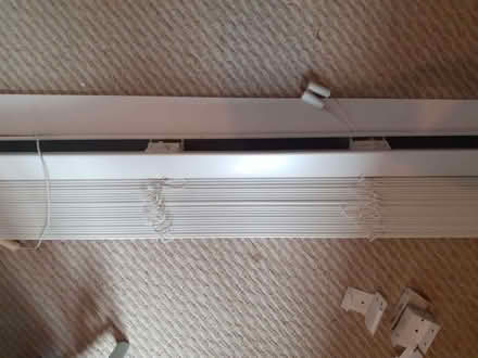 Photo of free White roller blind including brackets (Knotty Ash L14) #1
