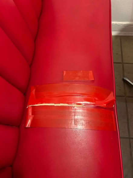 Photo of free Red Pleather Booth Bench (Atwater Village) #3