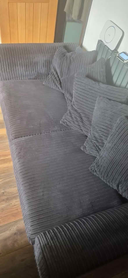 Photo of free 3 seater black fabric sofa SCS (Cheslyn Hay WS6) #1