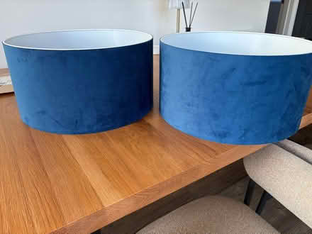 Photo of free 2 x Habitat Lamp Shades Blue Velvet (Hampden Park BN22) #2
