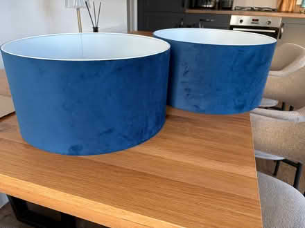 Photo of free 2 x Habitat Lamp Shades Blue Velvet (Hampden Park BN22) #3