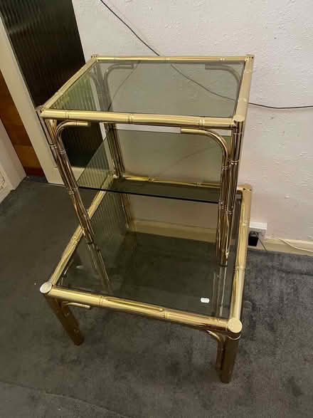 Photo of free Two metal edged coffee tables with smoky glass (Enfield EN1) #1