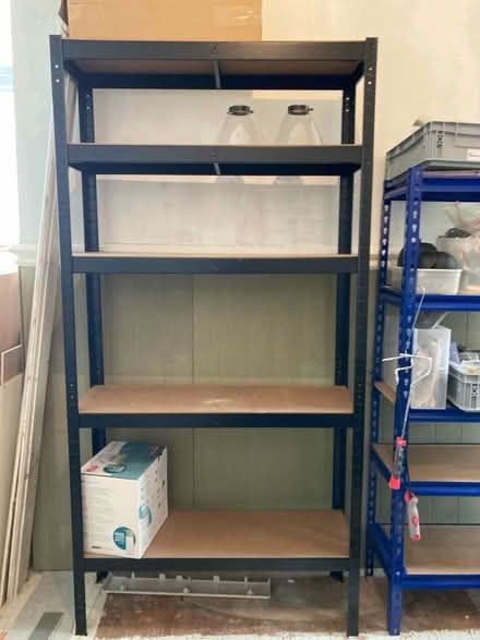 Photo of free Black metal garage shelves (Levenshulme M19) #1