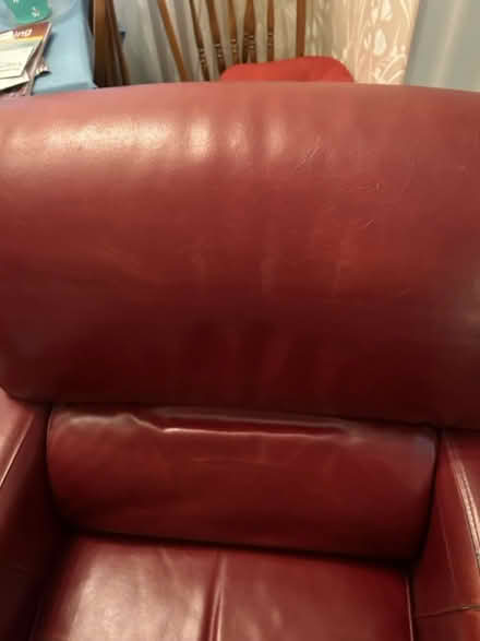 Photo of free Red leather club chair (626 Franklin DG) #4