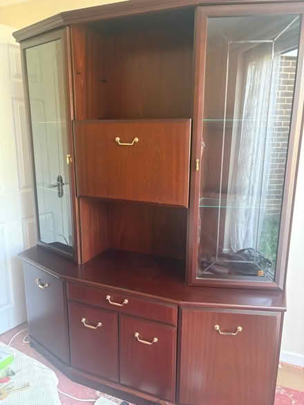 Photo of free dark wood display cabinet (Southgate RH11) #1