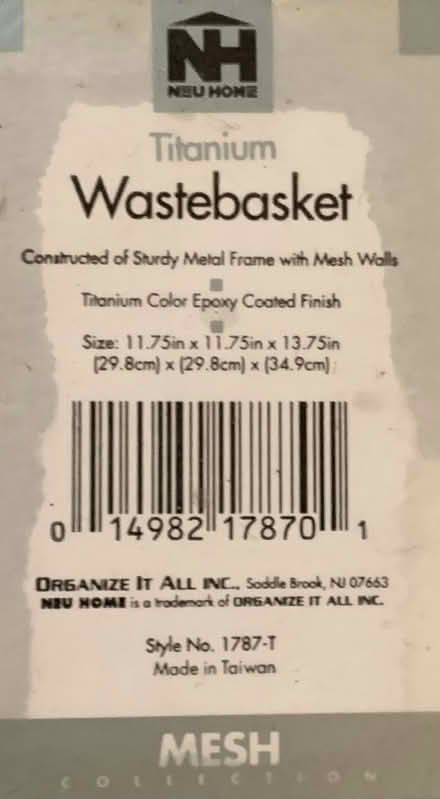 Photo of free Neu Home mesh metal wastebasket (Union Square/Prospect Hill) #2
