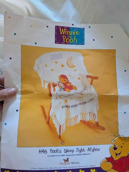 Photo of free Pooh bear Afghan cross stitch kit started (Shippon OX13) #1