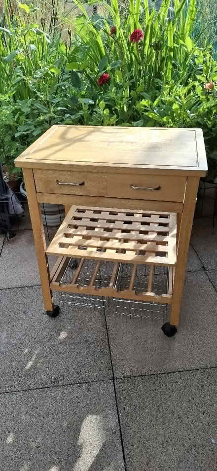 Photo of free Wooden kitchen trolley on wheels (Kirkby Thore CA10) #1