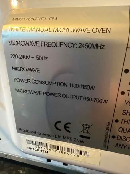 Photo of free Working microwave oven (small) (Enfield EN1) #3