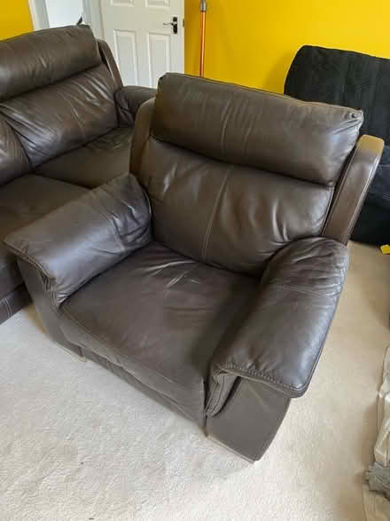 Photo of free Leather sofa and armchair (East Croydon CR0) #2