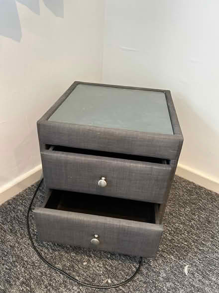Photo of free Grey Bedroom Side Cabinet With Glass Top (Saltcotes FY8) #1