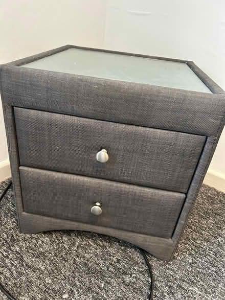 Photo of free Grey Bedroom Side Cabinet With Glass Top (Saltcotes FY8) #2
