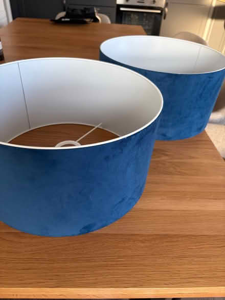 Photo of free 2 x Habitat Lamp Shades Blue Velvet (Hampden Park BN22) #1