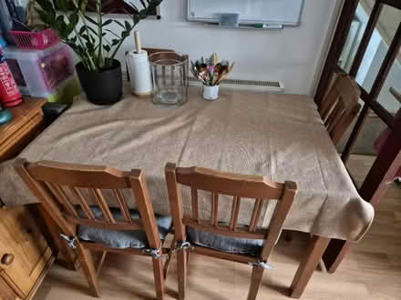 Photo of free Dining table with 4 chairs pine (Wolverhampton WV10) #1