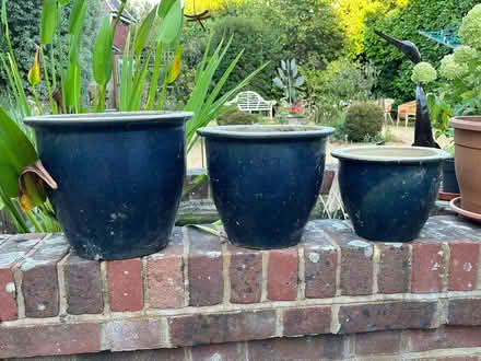 Photo of free 3 blue stone glazed pots (GU7) #1