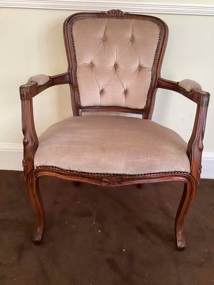 Photo of free 2 Pink Velvet Button-Back Armchairs (Surbiton KT6) #2
