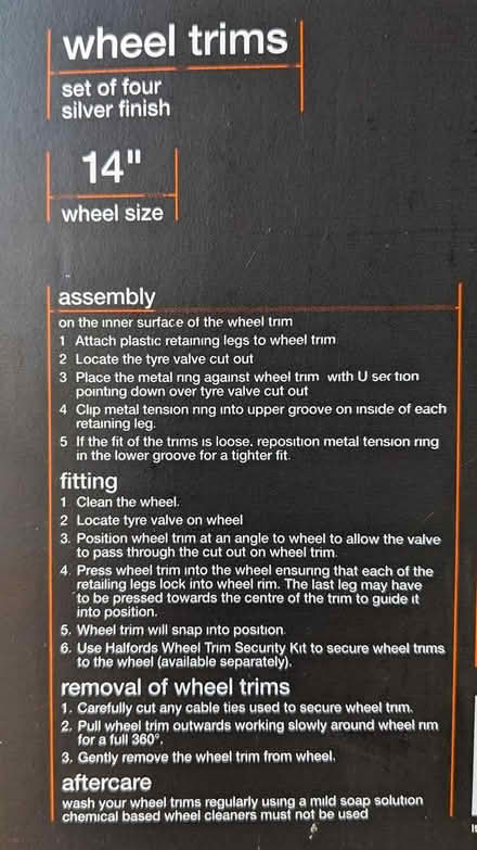 Photo of free Halfords Essentials 14" Wheel Trims (PL4 Greenbank.) #4