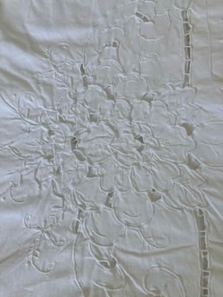 Photo of free White oblong tablecloth (Cheam) #2