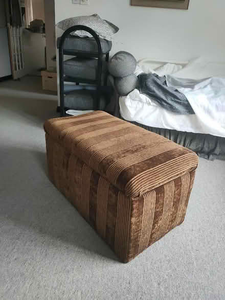 Photo of free Vintage Brown corduroy ottoman storage chest trunk (Leatherhead KT22) #2