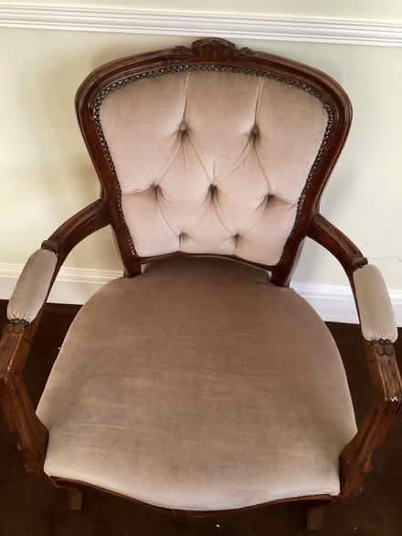 Photo of free 2 Pink Velvet Button-Back Armchairs (Surbiton KT6) #3