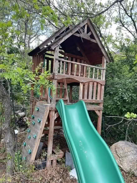 Photo of free Redwood Playhouse with Slide (80906) #4