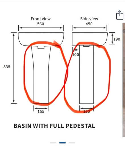 Photo of free Meupe 1002 full Pedestal Only (For Basin) #1