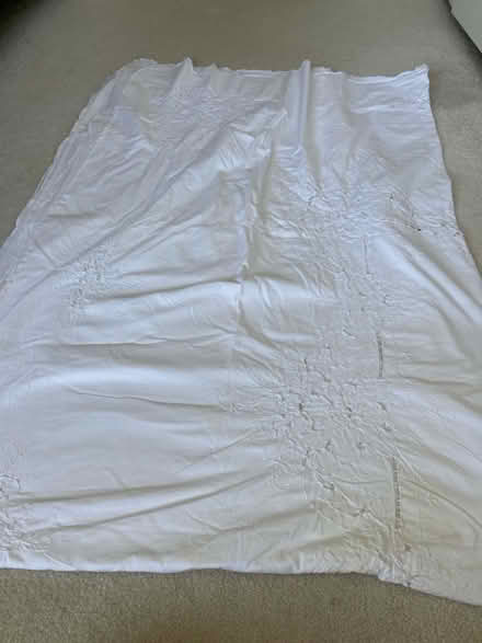 Photo of free White oblong tablecloth (Cheam) #1